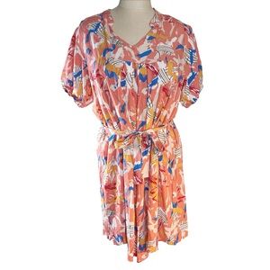 Cyer Vitz Coral Abstract Print Maternity Breastfeeding Shirtdress Sz S EUC